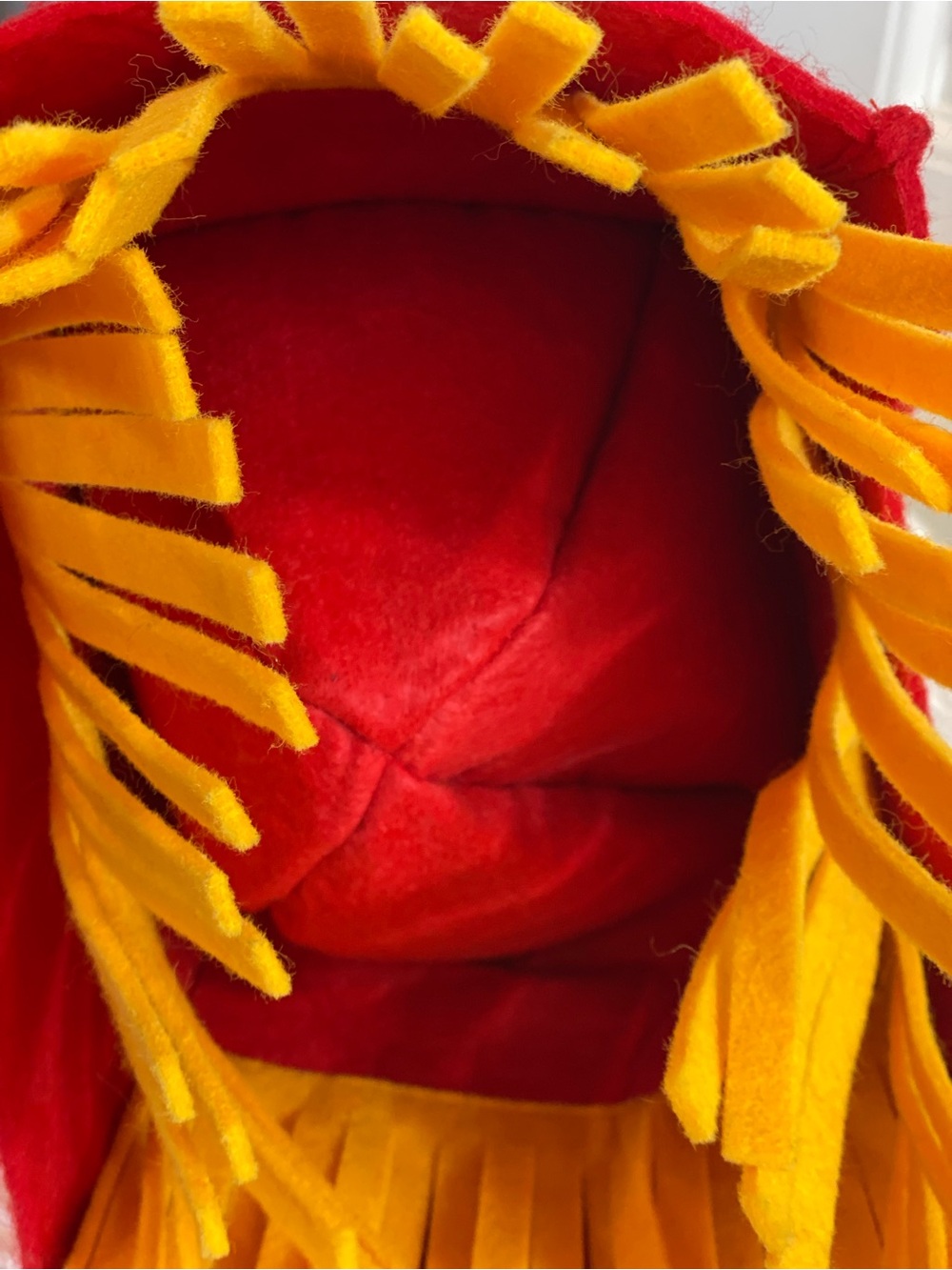 Red Felt Fry Hat with Yellow Fringe - Picture 8 of 12